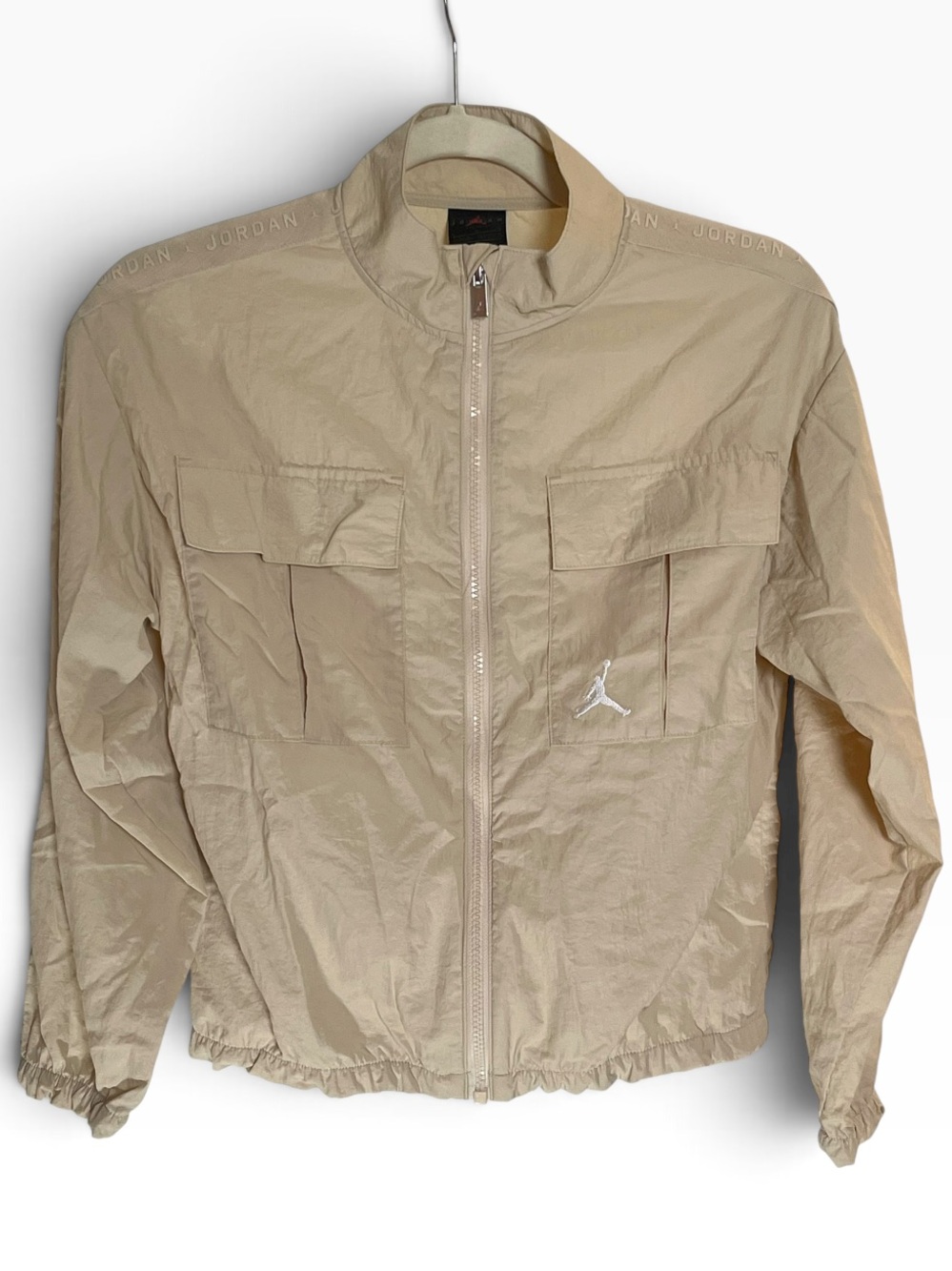 Jordan Sand Windbreaker L Youth Jumpman Logo Nylon Jacket Streetwear Sporty